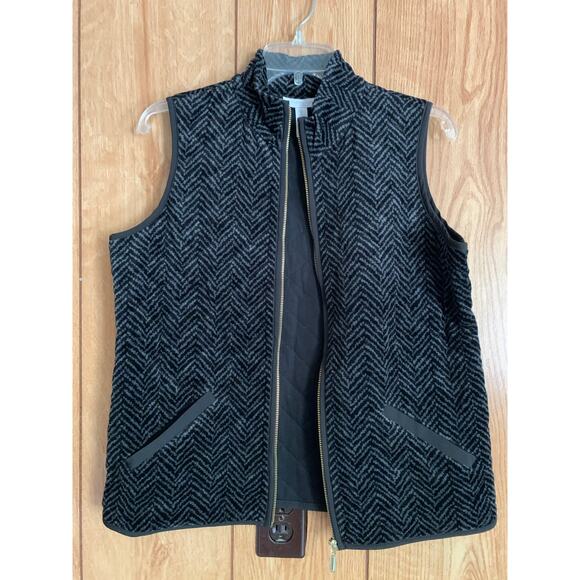 Charter Club herringbone textured vest women's size small black gray full zip - Picture 11 of 13